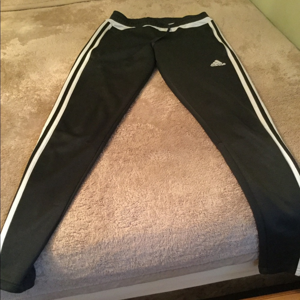 Charcoal adidas track pants with zipper details